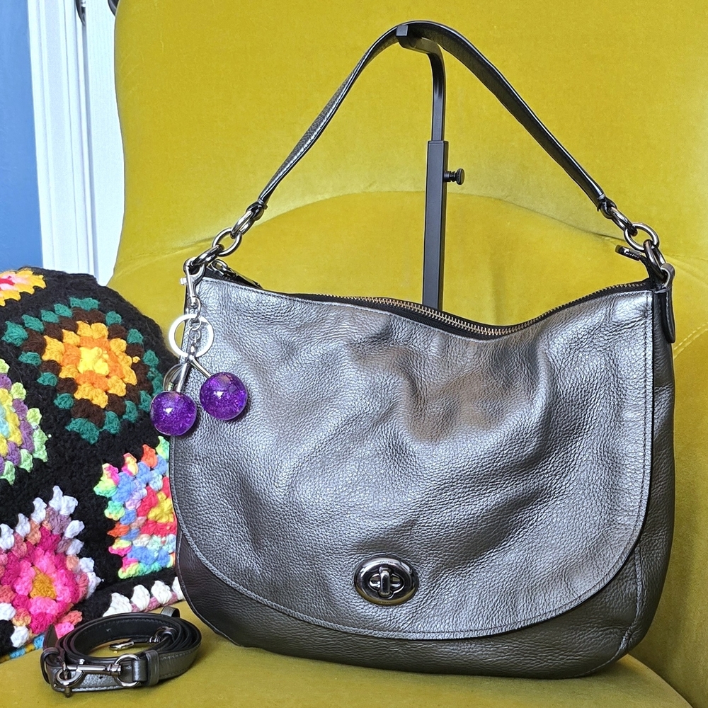 Coach Gunmetal Silver Turnlock Hobo Bag (24771)